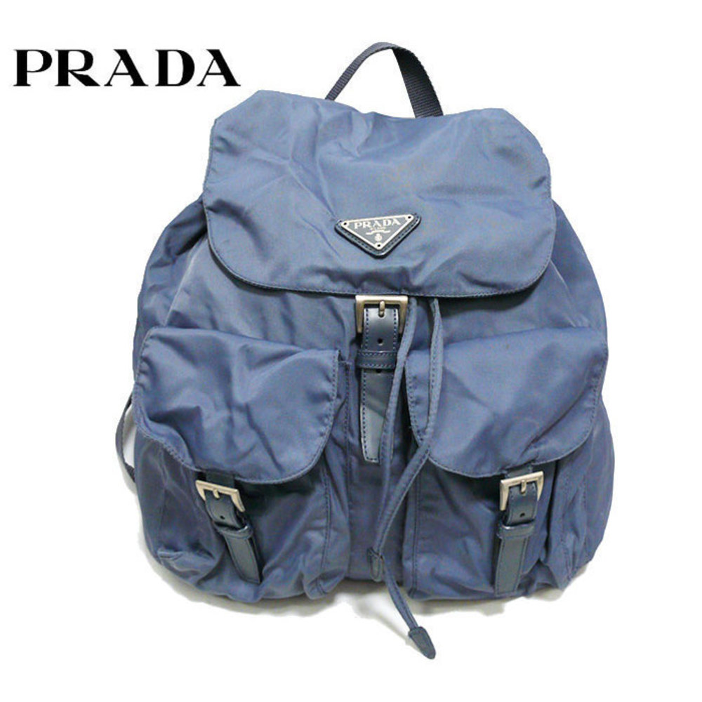 Prada Leather Triangle Backpack Gray Rucksack Pla… - image 2